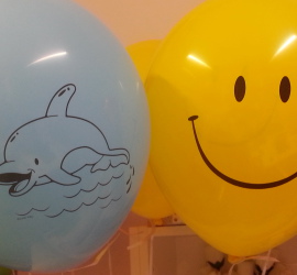 Latexballons Delphin und Smiley