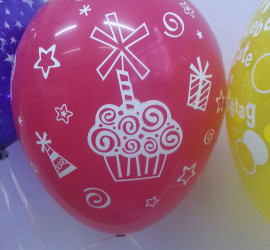 Latexballon pink mit Cupcake