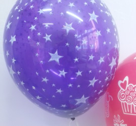 Latexballon violett mit Sternen