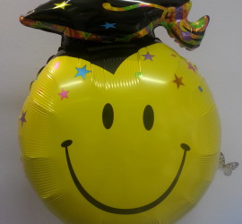 Folienballon Smiley mit Abschluss Hut
