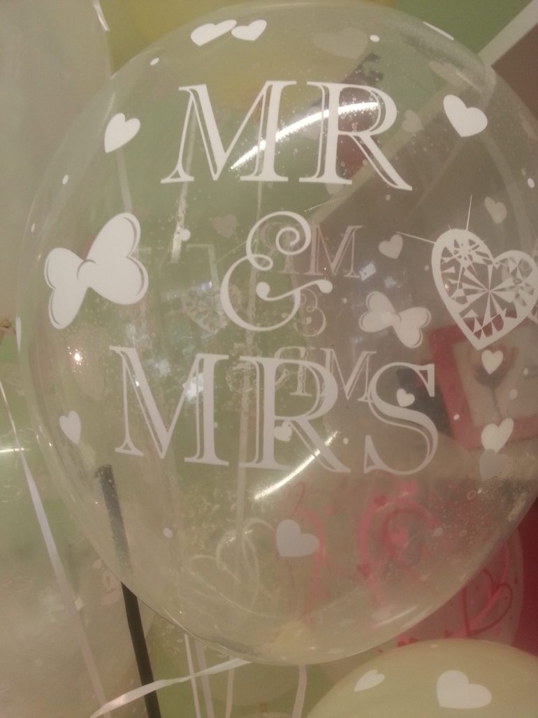 Latexballon Mr. & Mrs. durchschtig