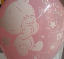 Latexballon Happy Birthday rosa mit Bär