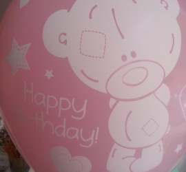 Latexballon Happy Birthday rosa mit Bär
