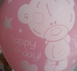 Latexballon Happy Birthday rosa mit Bär