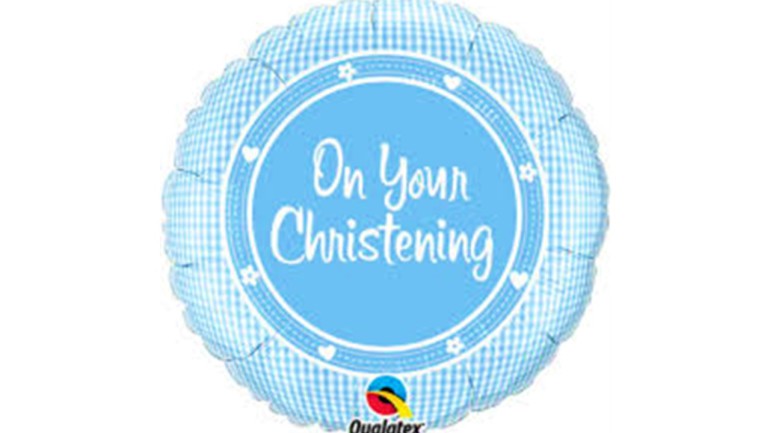 Folienballon On Your Christening blau