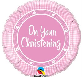 Folienballon On Your Christening rosa