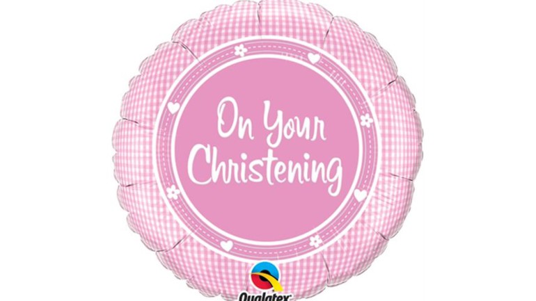 Folienballon On Your Christening rosa