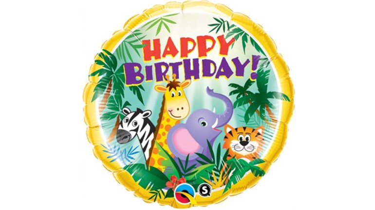 Folienballon Happy Birthday Wilde Tiere
