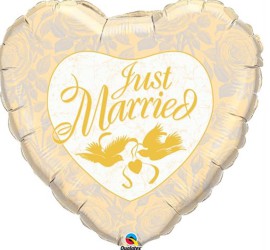 Folienherzballon Just Married gold
