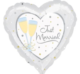 Folienherzballon Just Married silber