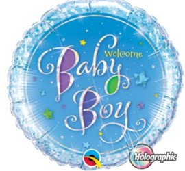 Folienballon Welcome Baby Boy blau