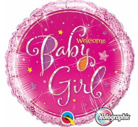 Folienballon Welcome Baby Girl rosa