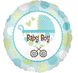 Folienballon Baby Boy Kinderwagen blau