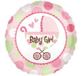 Folienballon Baby Girl Kinderwagen rosa