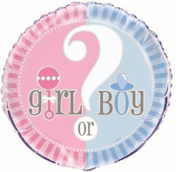 Folienballon Girl or Boy rosa blau mit Fragezeichen
