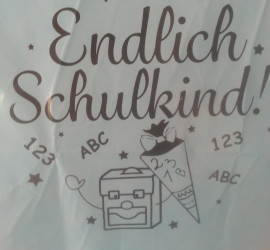 Folienballon weiß Endlich Schulkind
