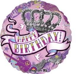 Folienballon Happy Birthday Krone