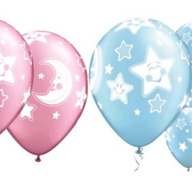 Latexballons Mond Sterne rosa blau