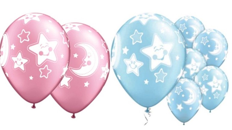 Latexballons Mond Sterne rosa blau