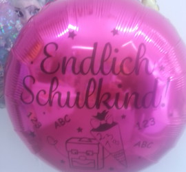 Folienballon pink Endlich Schulkind