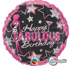 Folienballon schwarz pink Happy Birthday Fabulous