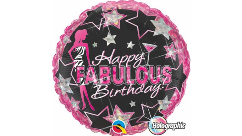 Folienballon schwarz pink Happy Birthday Fabulous