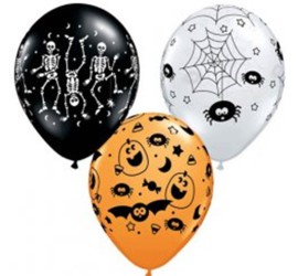 Latexballons schwarz silber gold Halloween spooky