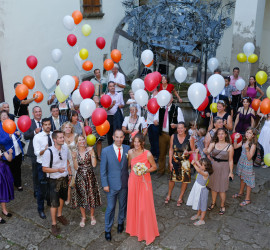 Foto mit bunten Luftballons