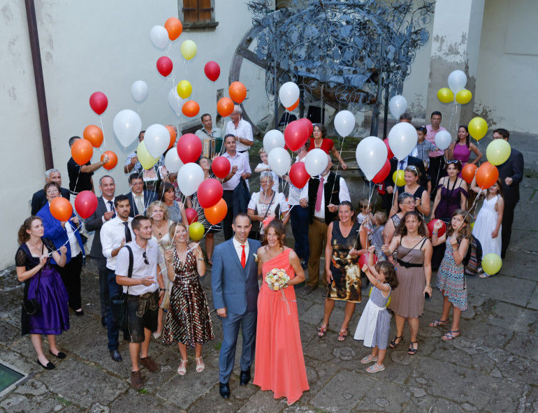 Foto mit bunten Luftballons