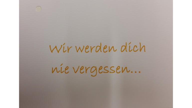 Flugkarte Wir werden dich nie vergessen Verabschiedung