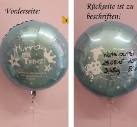 Folienballon Hurra ein Prinz blau