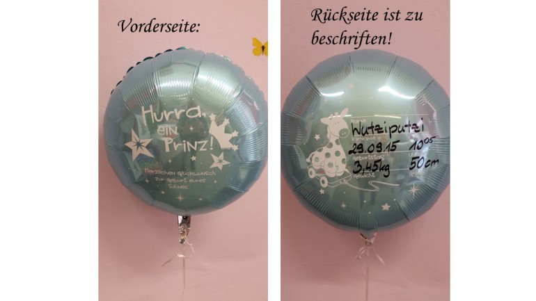 Folienballon Hurra ein Prinz blau