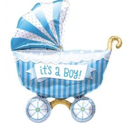 Folienballon It's a boy Kinderwagen blau