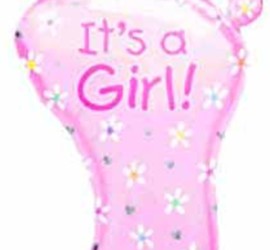 Folienballon It's a girl Babyfuss rosa