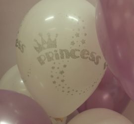 Latexballon Princess weiß mit Glitter