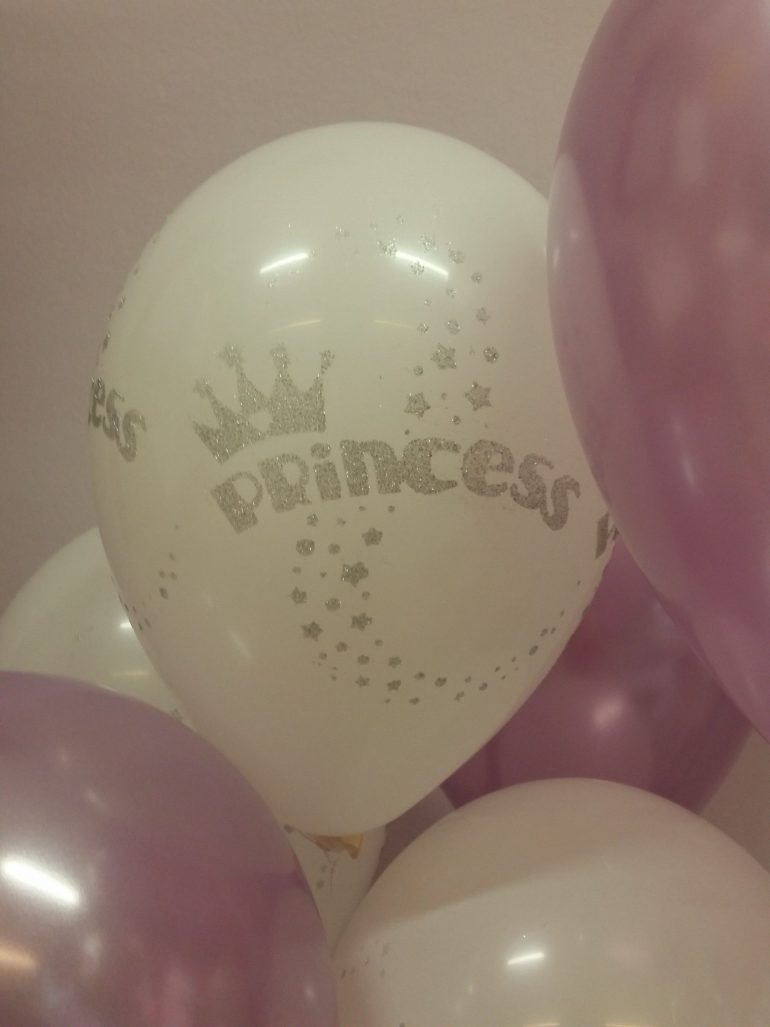 Latexballon Princess weiß mit Glitter