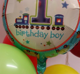 Folienballon 1st birthday boy mit Zug