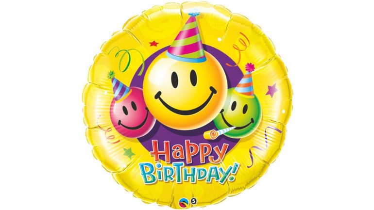 Folienballon Happy Birthday Smiley gelb