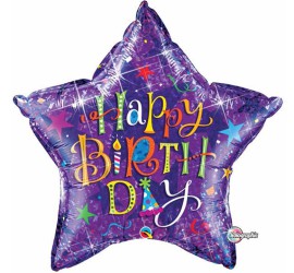 Folienballon Happy Birthday Stern lila