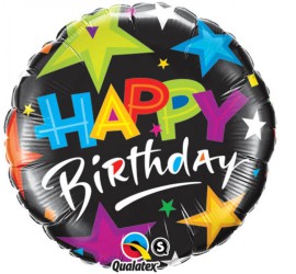 Folienballon Happy Birthday schwarz bunt