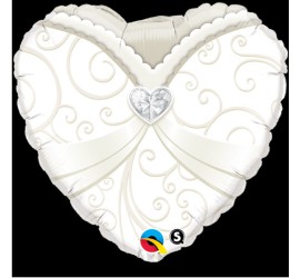 Folienballon Hochzeit Herz weiß creme