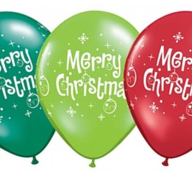 Latexballons Merry Christmas grün rot
