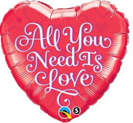 Folienballon Herz rot All You Need Is Love