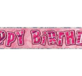 Banner Happy Birthday pink