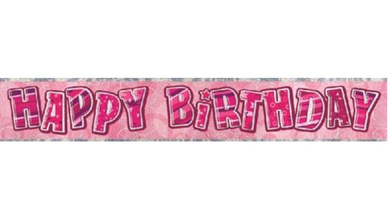 Banner Happy Birthday pink