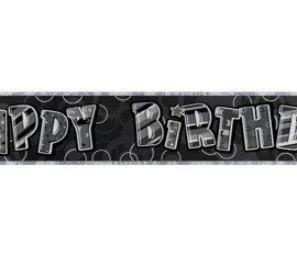 Banner Happy Birthday schwarz grau