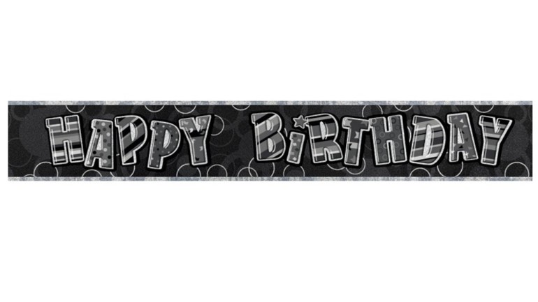 Banner Happy Birthday schwarz grau