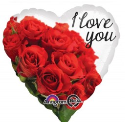 Folienballon Herz Rosen I love you