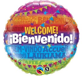 Folienballon bunt Welcome Bienvenido