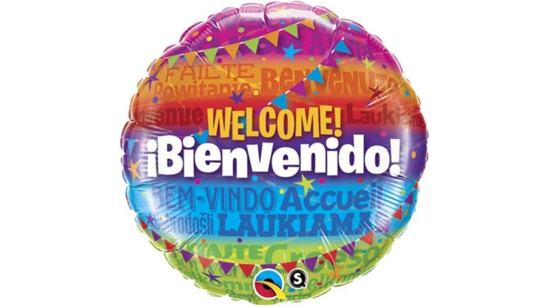 Folienballon bunt Welcome Bienvenido